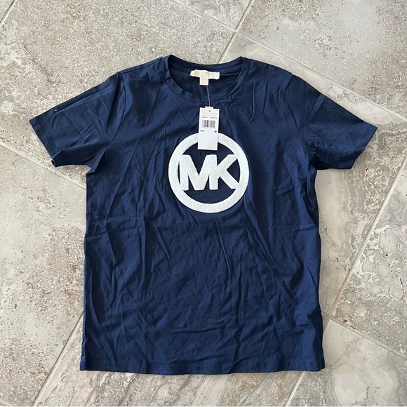 Michael Kors Organic Cotton Tee Midnight Blue Crewneck T-Shirt Size M New w/Tag
